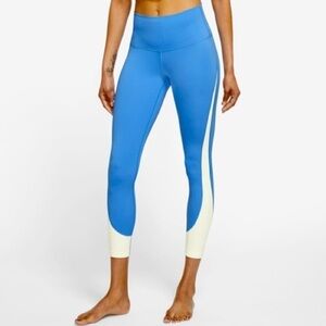 Nike Yoga 1X cropped novelty leggings Dri fit blue white 7/8 length high waist